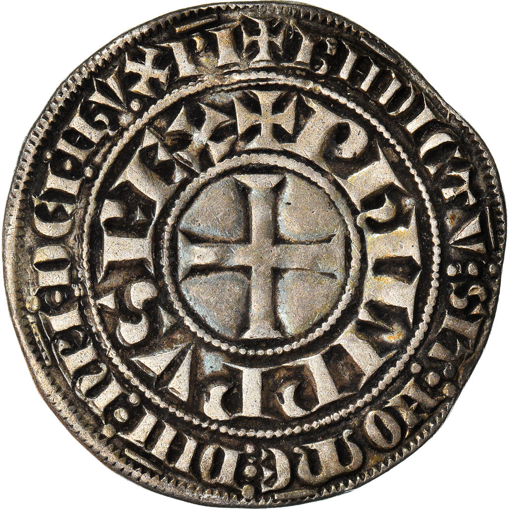 Moneta, Francia, Philip IV, Gros Tournois, BB+, Argento, Duplessy:213