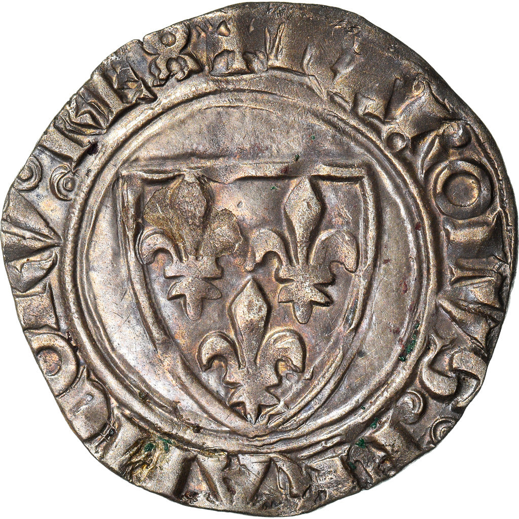Coin, France, Charles VI, Blanc Guénar, EF(40-45), Billon, Duplessy:377