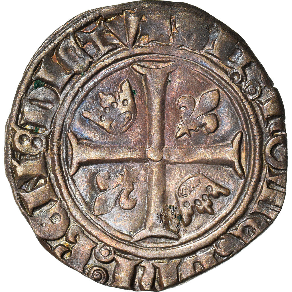 Coin, France, Charles VI, Blanc Guénar, EF(40-45), Billon, Duplessy:377