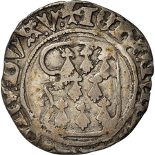 Moeda, França, Bretagne, Jean V, Blanc à la targe, 1436 - 1442, Nantes