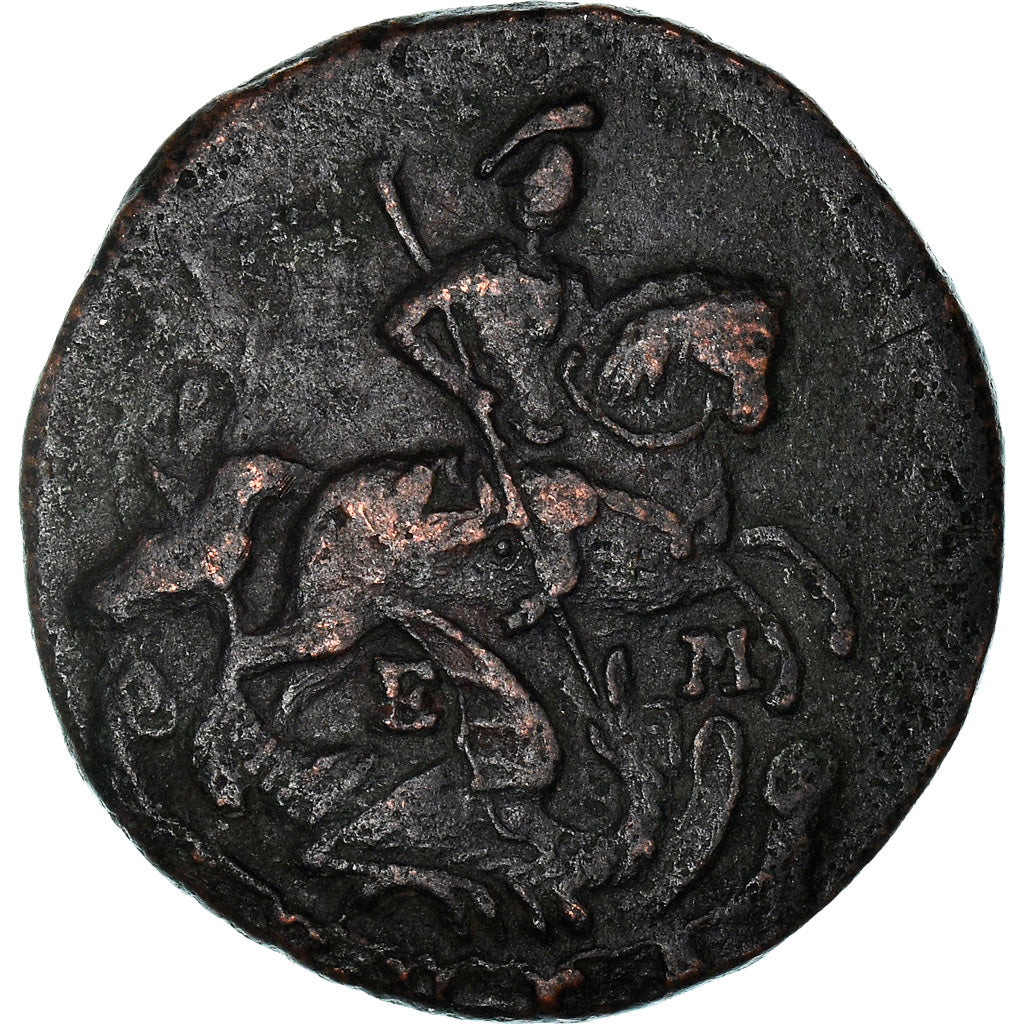 Coin, Russia, Catherine II, Denga, 1/2 Kopek, 1768, Ekaterinbourg, EF(40-45)