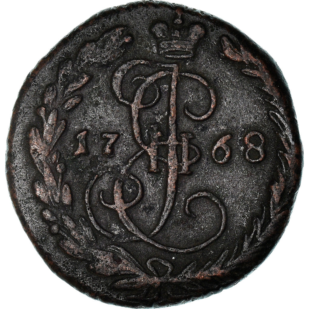 Coin, Russia, Catherine II, Denga, 1/2 Kopek, 1768, Ekaterinbourg, EF(40-45)