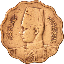 Egitto, Farouk, 10 Milliemes, 1943, British Royal Mint, BB, Bronzo, KM:361