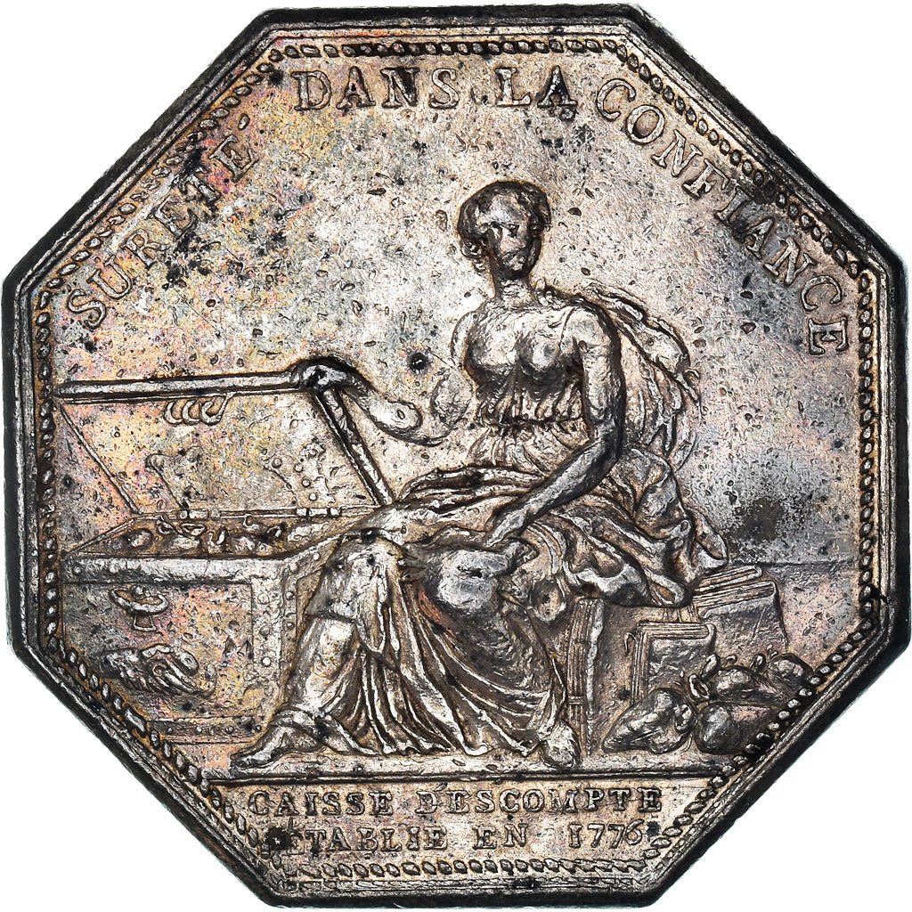 France, Jeton, Banques, Caisse d'Escompte, 1776, Branche, TTB+, Argent