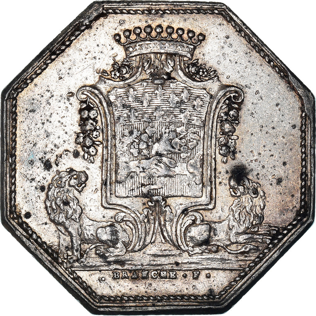 France, Jeton, Banques, Caisse d'Escompte, 1776, Branche, TTB+, Argent