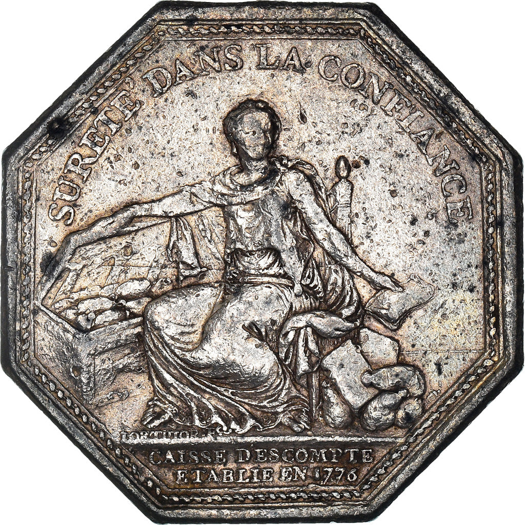 France, Token, Banques, Caisse d'Escompte, 1776, Lorthior, VF(30-35), Silver