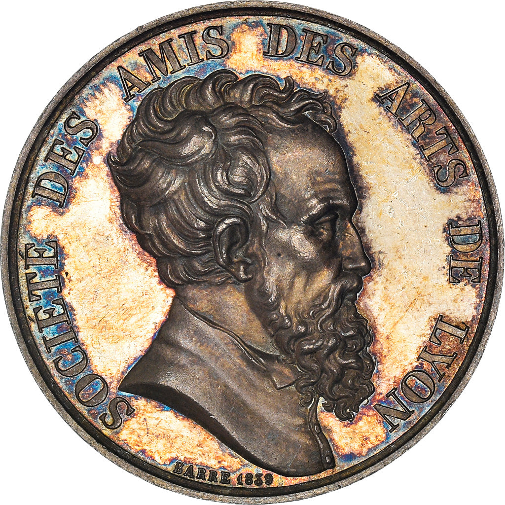 France, Jeton, Société des Amis des Arts de Lyon, 1839, Barre, SPL, Argent