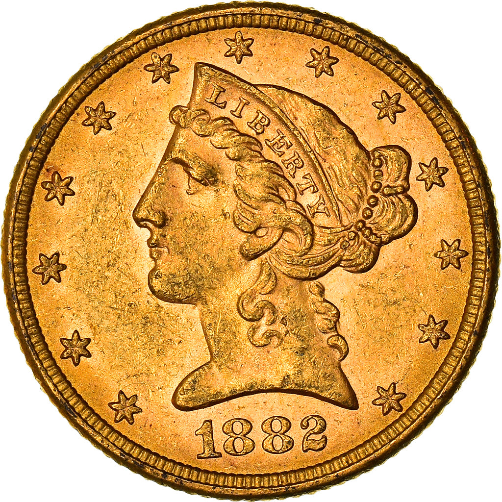 Moneta, Stati Uniti, Coronet Head, $5, Half Eagle, 1882, U.S. Mint