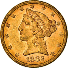 Moneta, Stati Uniti, Coronet Head, $5, Half Eagle, 1882, U.S. Mint