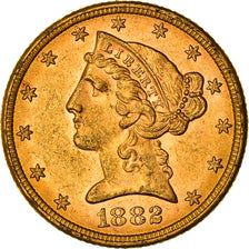 Moneda, Estados Unidos, Coronet Head, $5, Half Eagle, 1882, U.S. Mint