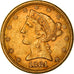 Coin, United States, $5, Half Eagle, 1881, Philadelphia, AU(50-53), Gold, KM:101