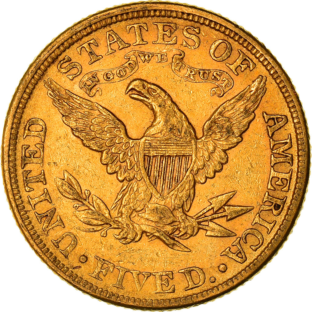 Moneta, USA, $5, Half Eagle, 1881, Philadelphia, AU(50-53), Złoto, KM:101