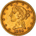 Moneta, USA, Coronet Head, $5, Half Eagle, 1880, Philadelphia, AU(50-53)