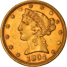 Munten, Verenigde Staten, Coronet Head, $5, Half Eagle, 1894, Philadelphia, PR