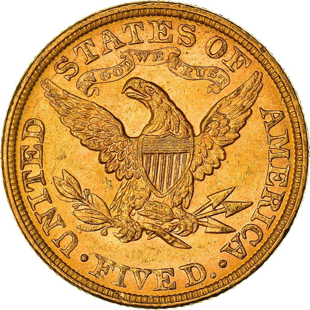 Moneta, USA, Coronet Head, $5, Half Eagle, 1895, U.S. Mint, Philadelphia