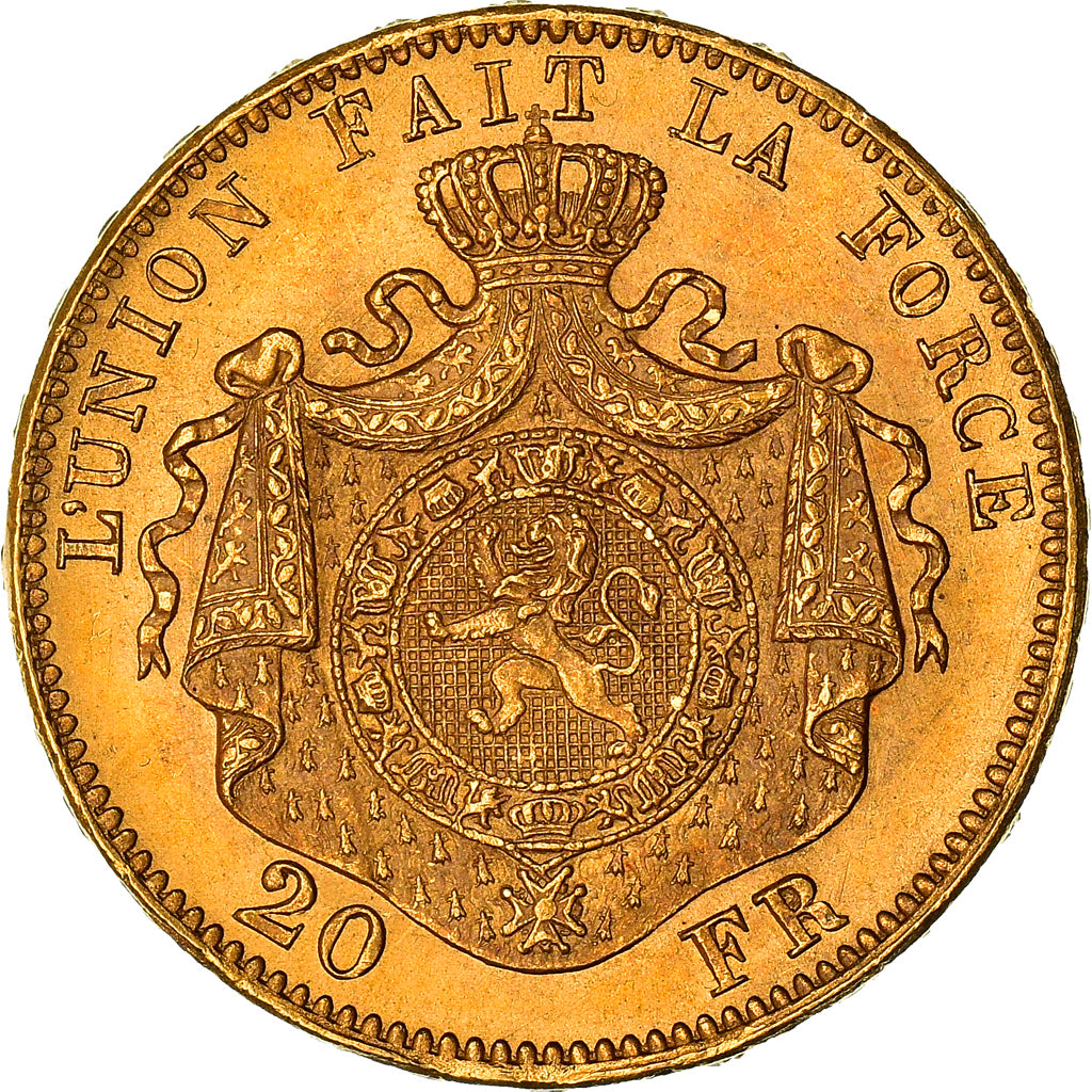 Moneda, Bélgica, Leopold II, 20 Francs, 20 Frank, 1875, EBC+, Oro, KM:37