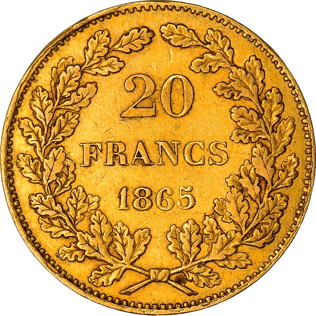 Moneta, Belgio, Leopold I, 20 Francs, 1865, BB, Oro, KM:23