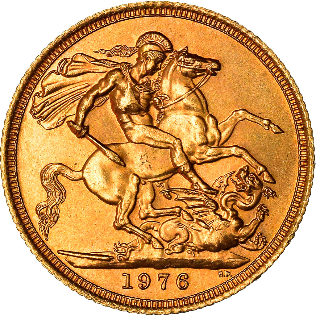 Coin, Great Britain, Elizabeth II, Sovereign, 1976, MS(63), Gold, KM:919