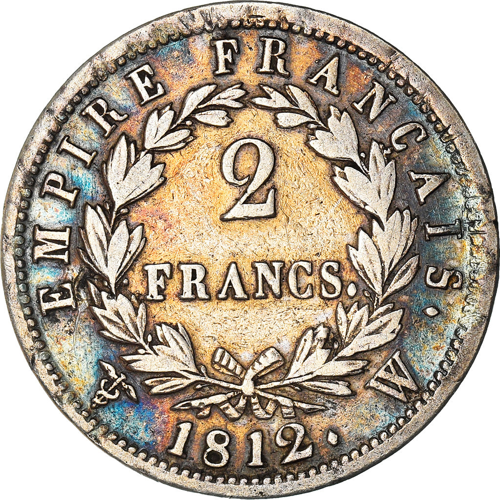 Moeda, França, Napoléon I, 2 Francs, 1812, Lille, EF(40-45), Prata, KM:693.15