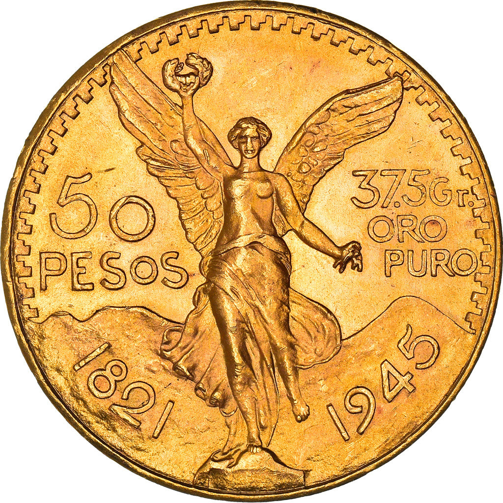 Moneda, México, 50 Pesos, 1945, Mexico City, EBC, Oro, KM:481