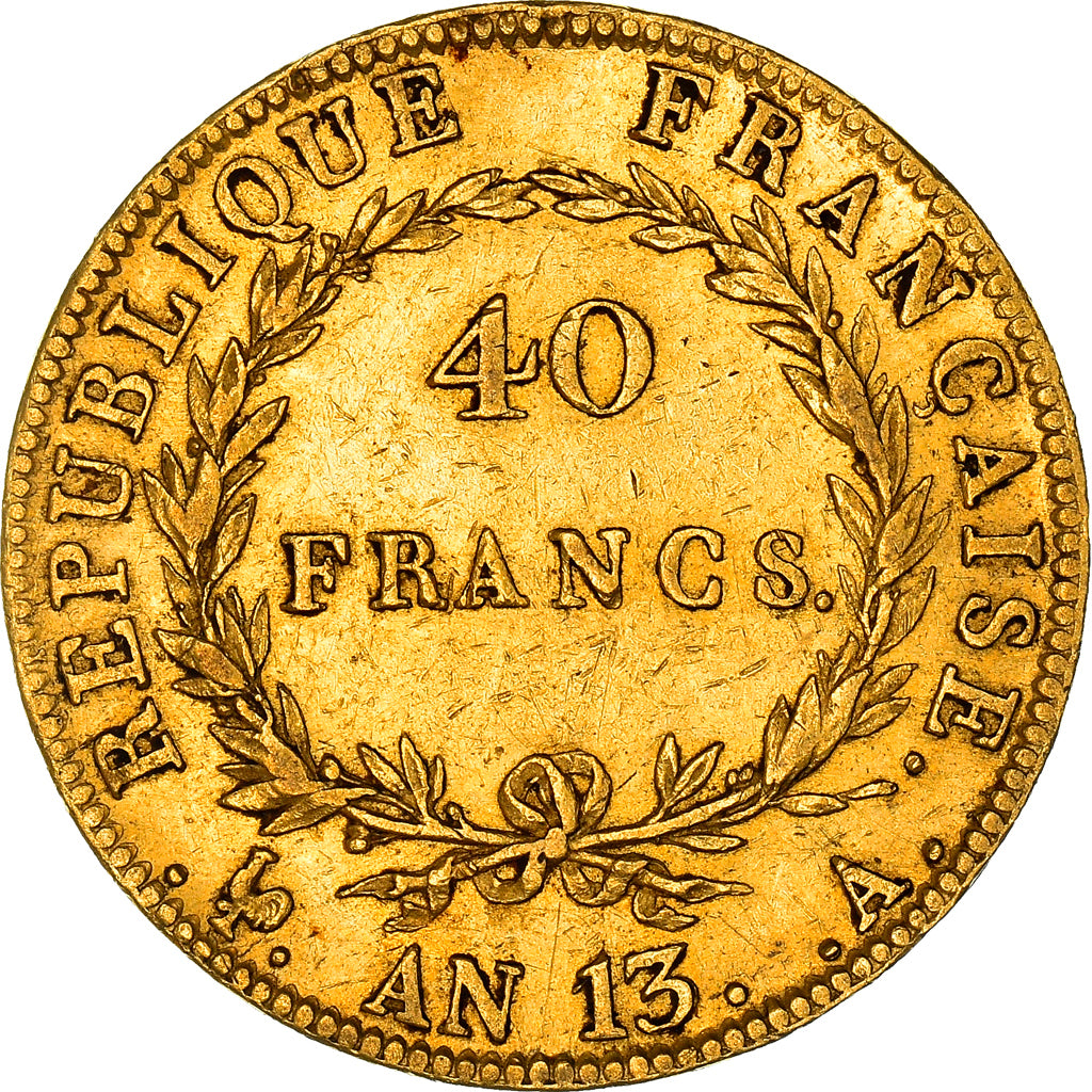 Moeda, França, Napoleon I, Napoléon I, 40 Francs, AN 13, Paris, EF(40-45)