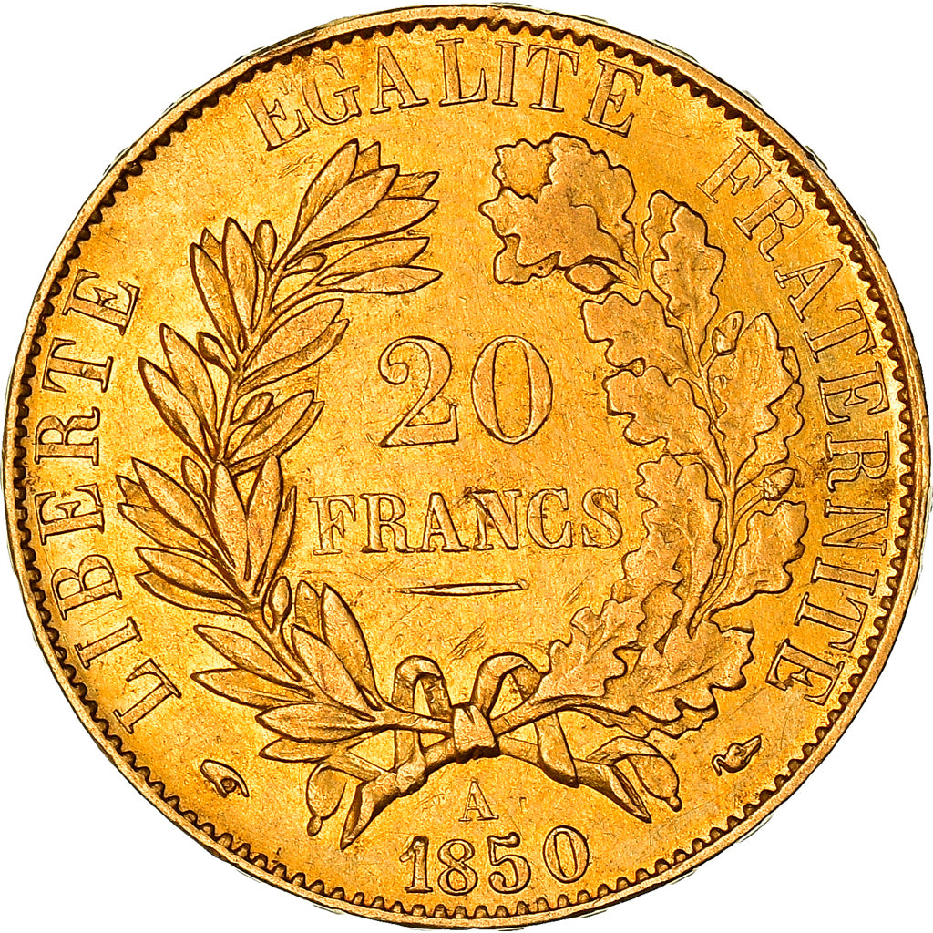 Moeda, França, Cérès, 20 Francs, 1850, Paris, AU(55-58), Dourado, KM:762