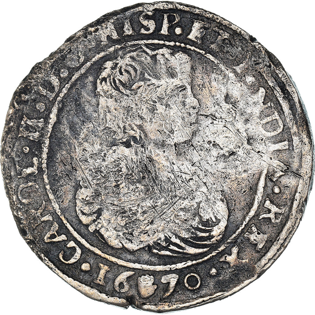 Coin, Spanish Netherlands, BRABANT, Charles II, 1/2 Ducaton, 1670, Antwerp
