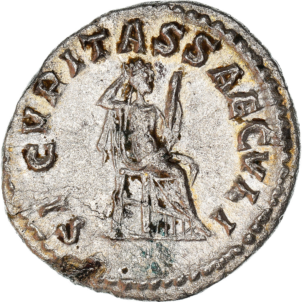 Moneta, Elagabalus, Denarius, 218-222, Roma, AU(55-58), Srebro, RIC:145