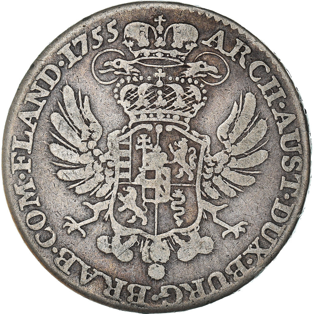 Coin, AUSTRIAN NETHERLANDS, Maria Theresa, 1/2 Kronenthaler, 1755, Antwerp