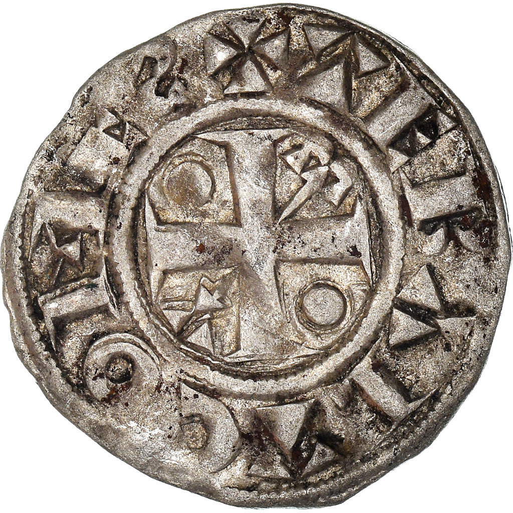 Moneta, Francia, Champagne, Thibaut II, Denarius, Provins, BB, Argento