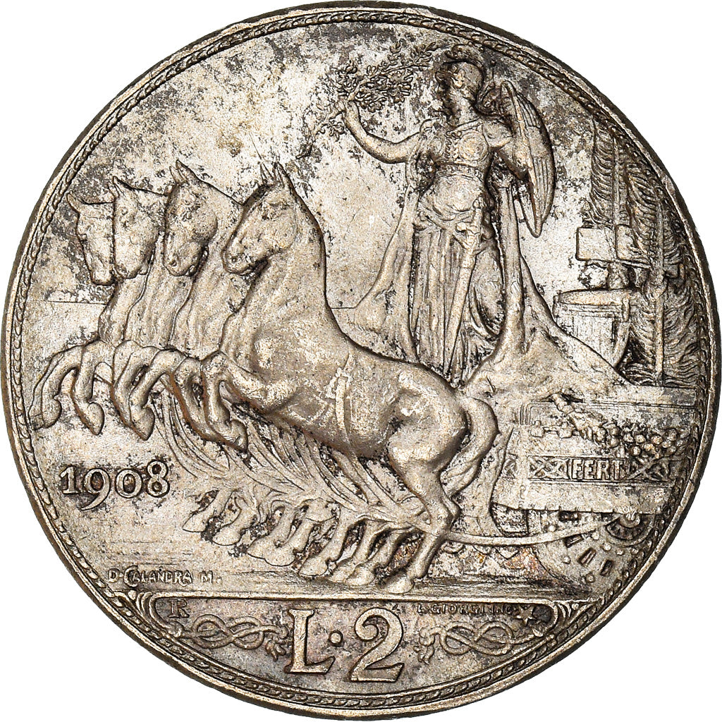 Moneta, Italia, Vittorio Emanuele III, 2 Lire, 1908, Rome, SPL-, Argento, KM:46