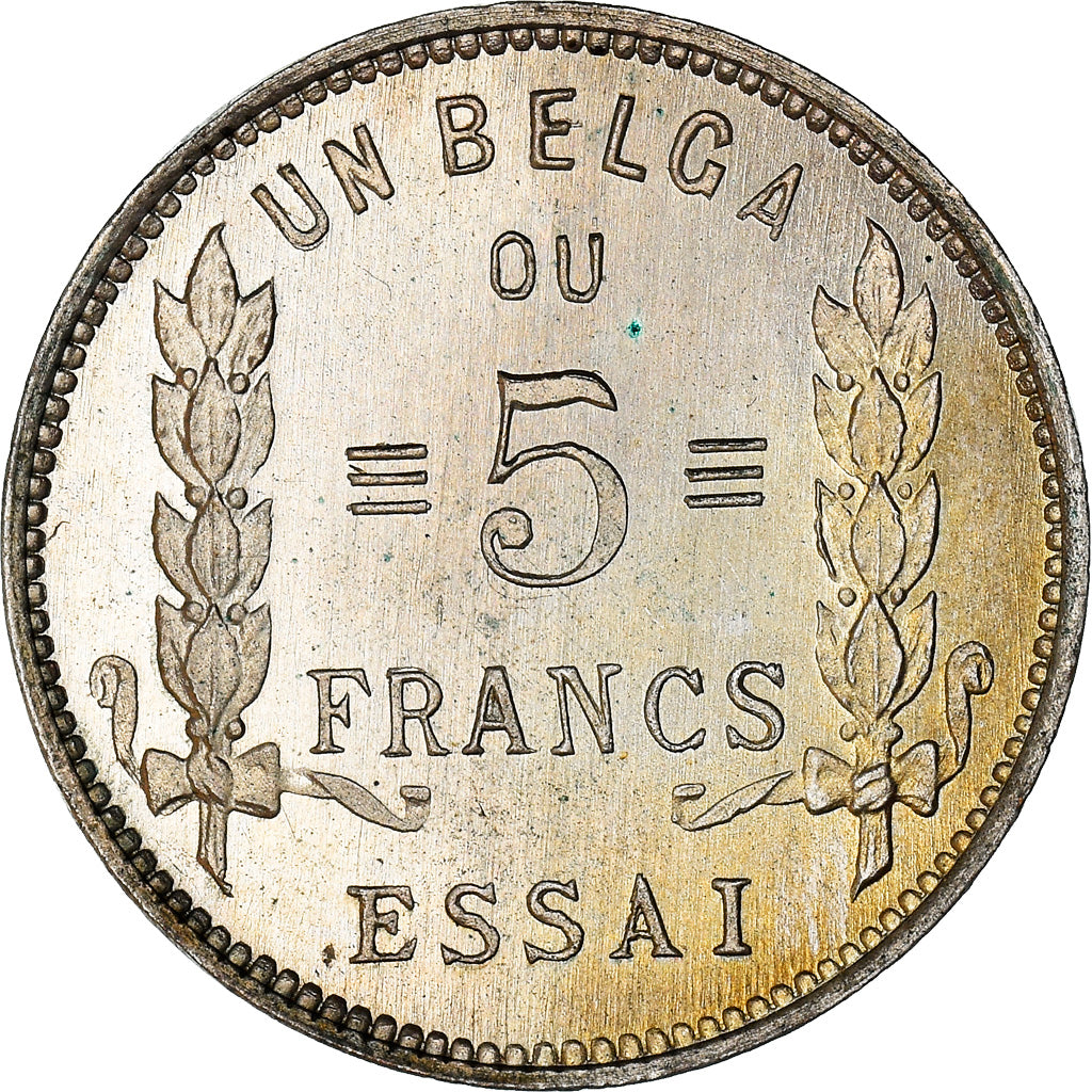 Coin, Belgium, Albert I, 5 Francs, 1933, Essai Proof, MS(65-70), Silver