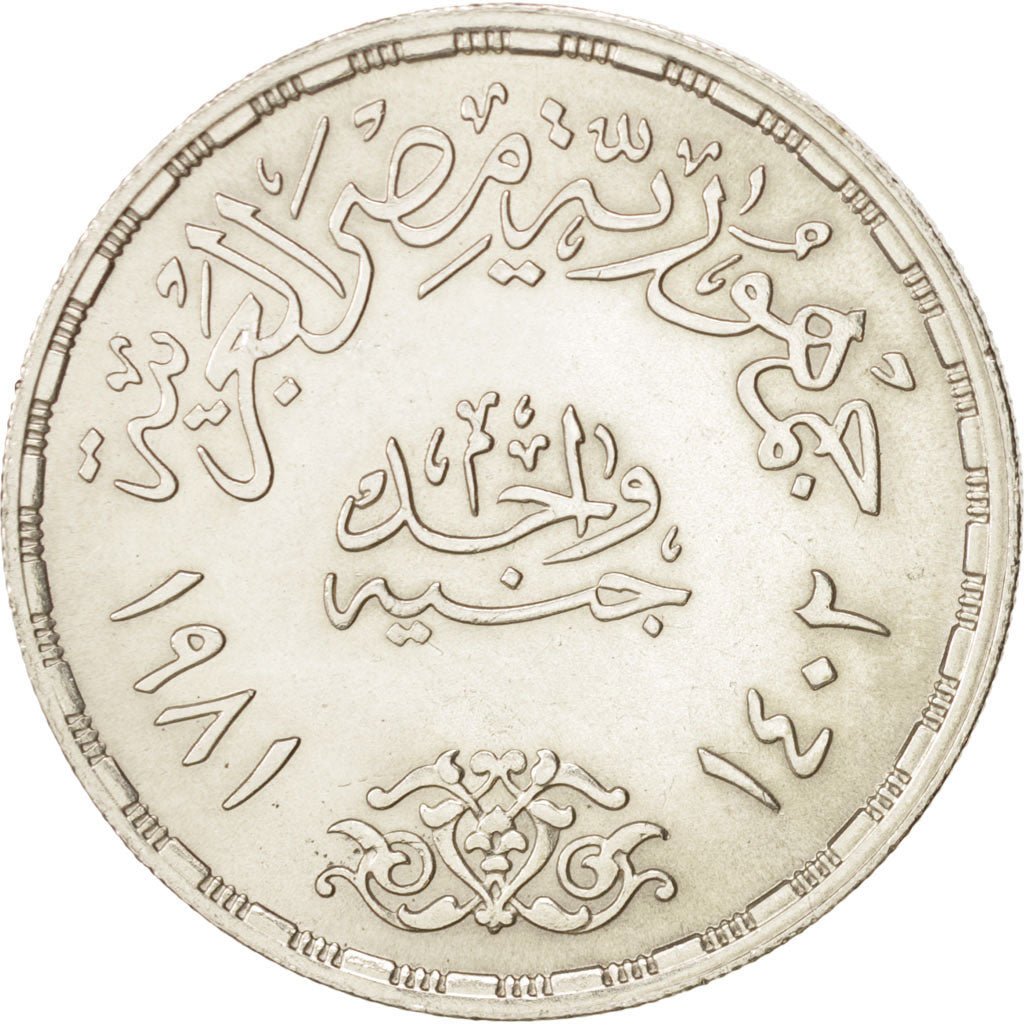 Egypt, Pound, 1981, AU(55-58), Silver, KM:526