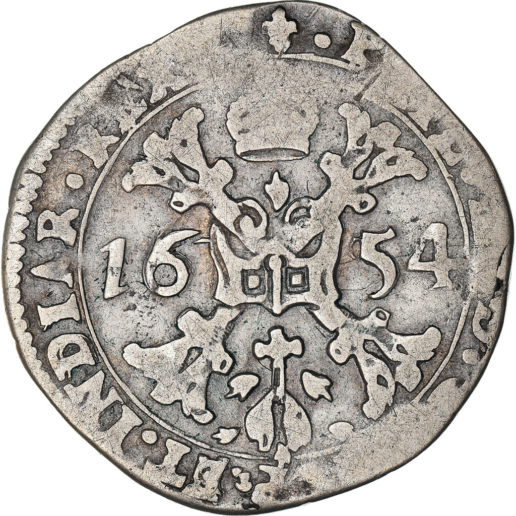 Coin, Spanish Netherlands, Flanders, Philip IV, 1/4 Patagon, 1654, Bruges