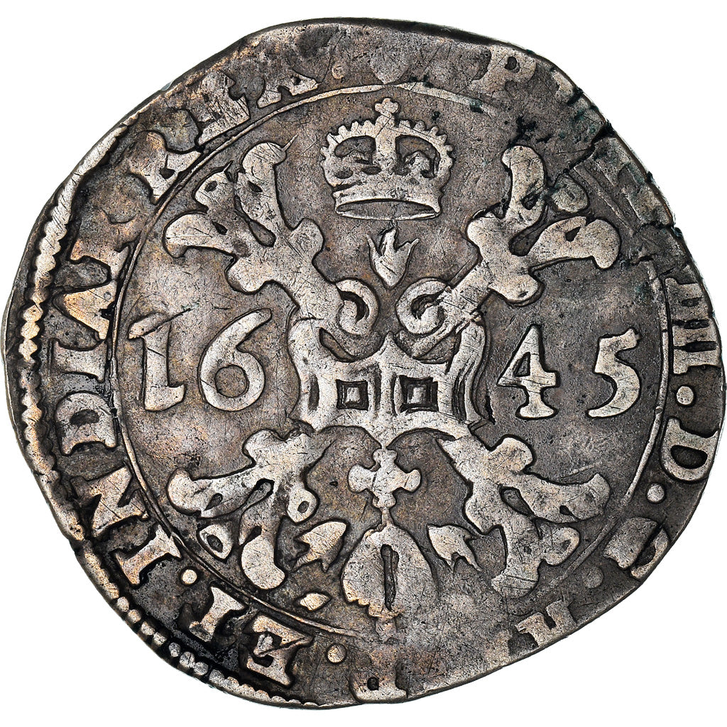 Monnaie, Pays-Bas espagnols, BRABANT, Philippe IV, 1/4 Patagon, 1645, Brabant