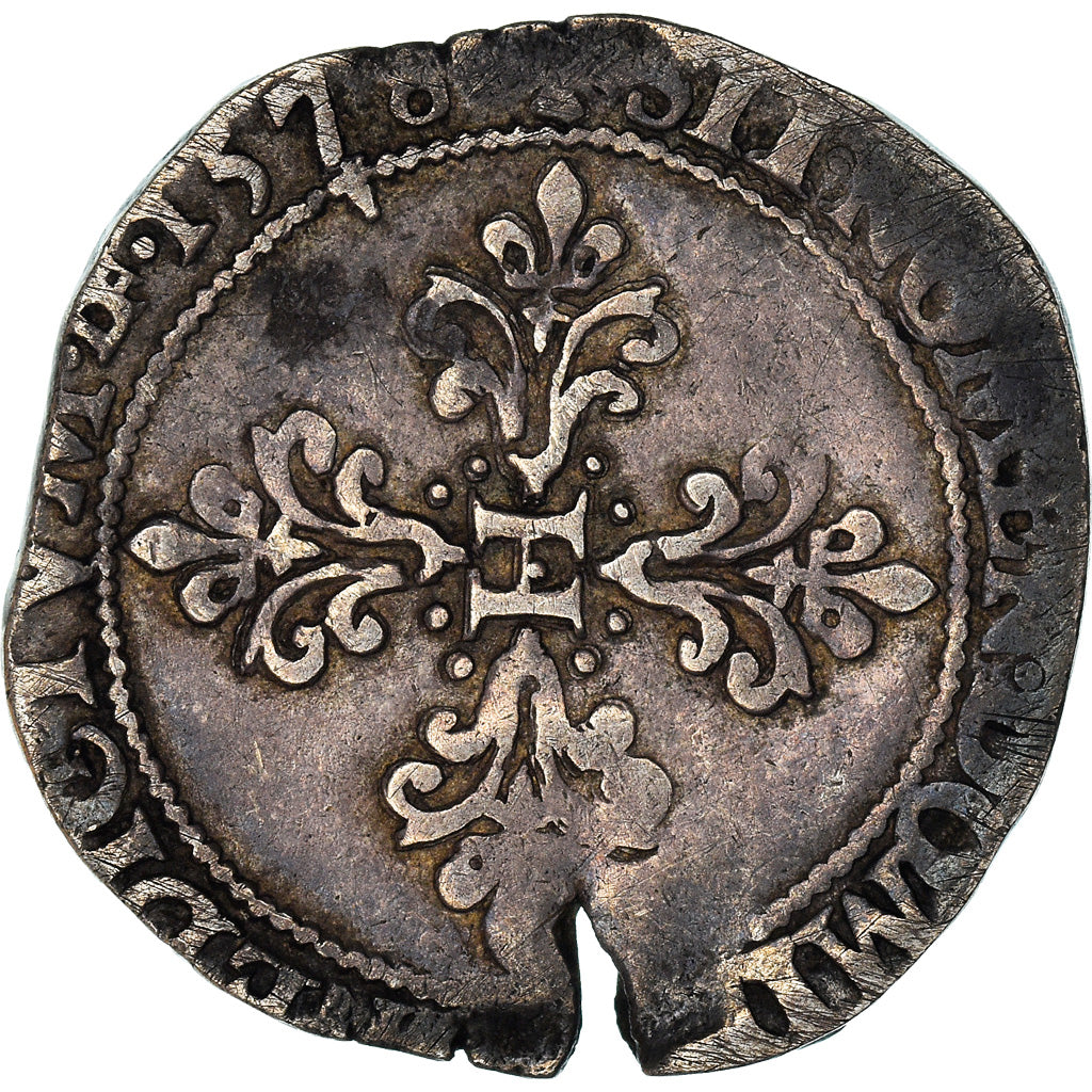 Moneta, Francia, Henri III, Demi Franc, 1578, Troyes, MB, Argento, Sombart:4716