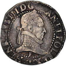 Moneda, Francia, Henri III, Franc au Col Plat, 1581, Angers, MBC, Plata