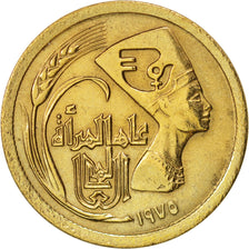 Egypt, 5 Milliemes, 1975, MS(60-62), Brass, KM:445