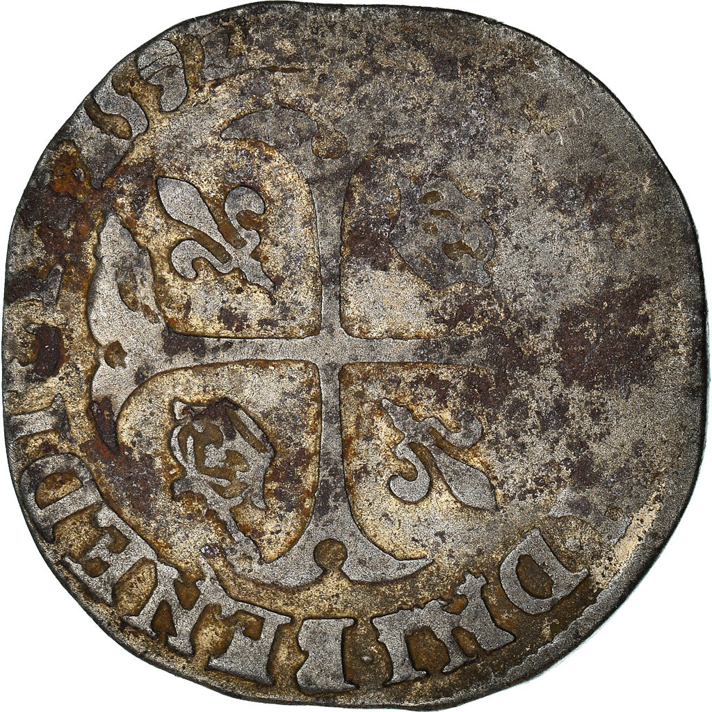 Moneta, Francia, Henri IV, Douzain, 1592, Saint Lô, MB, Biglione, Duplessy:1247
