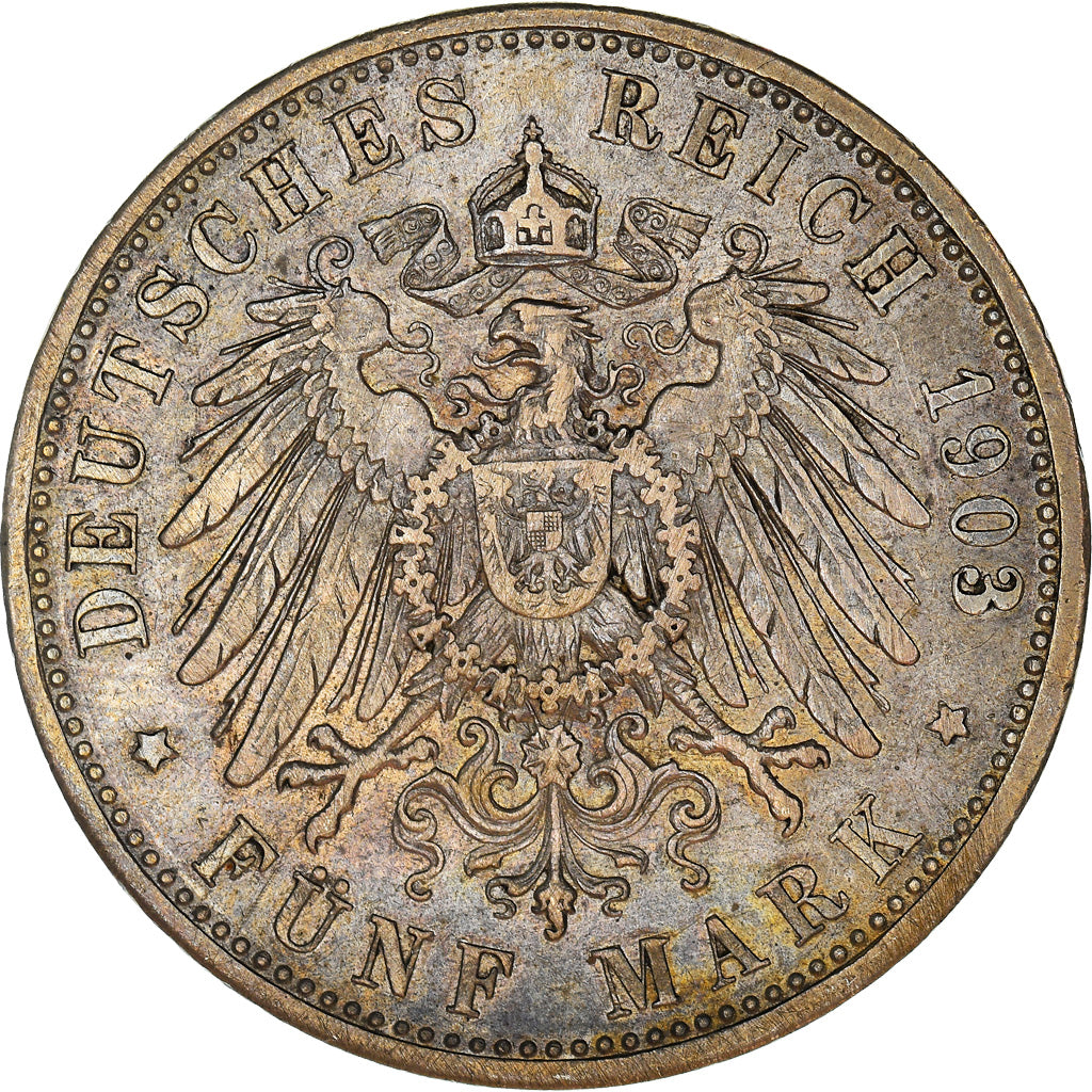 Coin, German States, BAVARIA, Otto, 5 Mark, 1903, Munich, AU(50-53), Silver