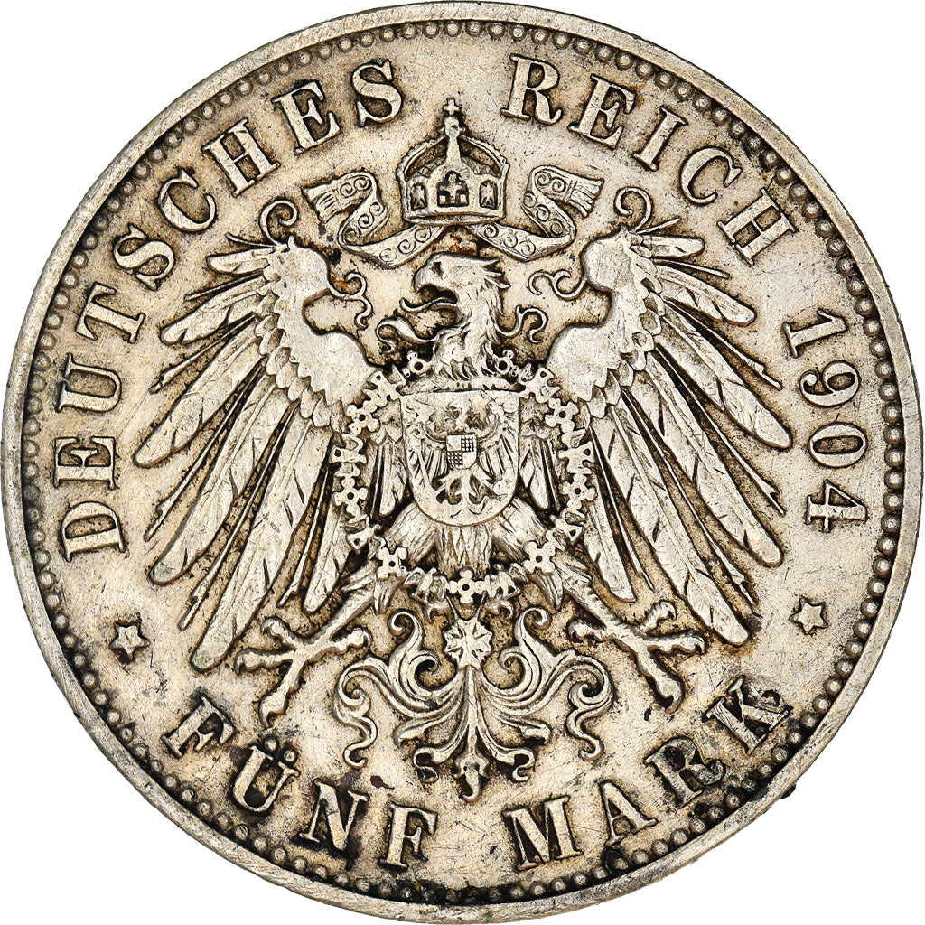 Coin, German States, SAXONY-ALBERTINE, Georg, 5 Mark, 1904, Muldenhütten