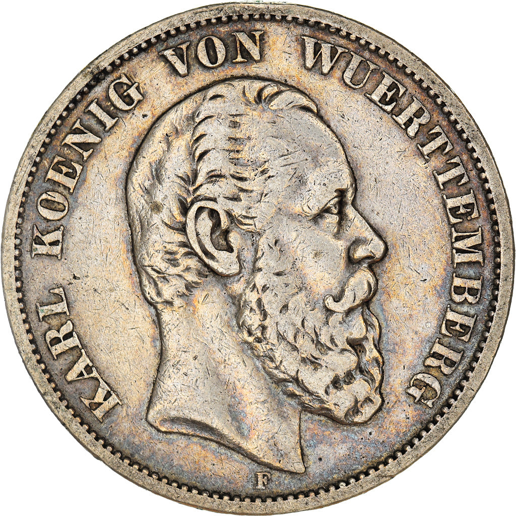Münze, Deutsch Staaten, WURTTEMBERG, Karl I, 5 Mark, 1876, Freudenstadt, SS
