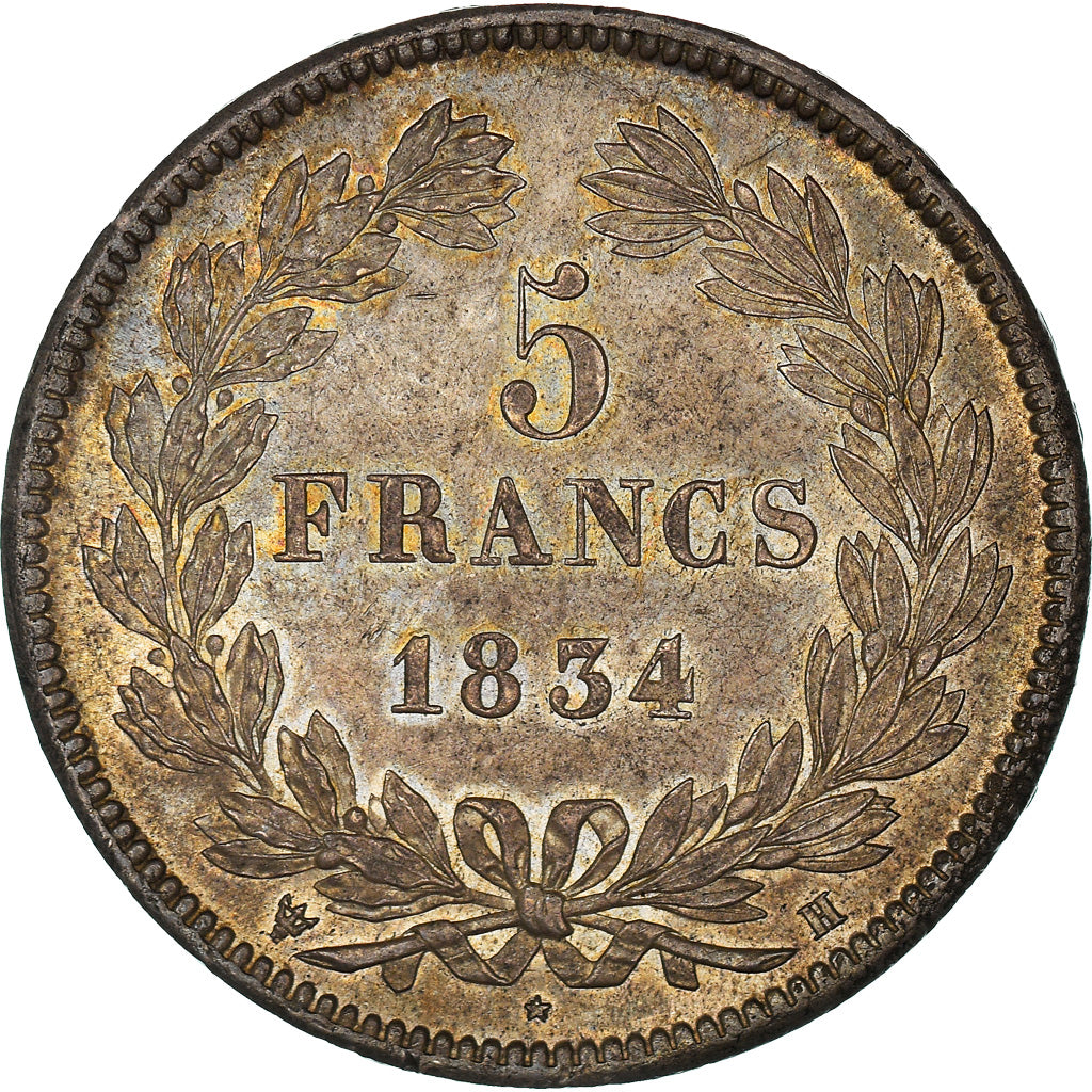 Münze, Frankreich, Louis-Philippe, 5 Francs, 1834, La Rochelle, UNZ, Silber