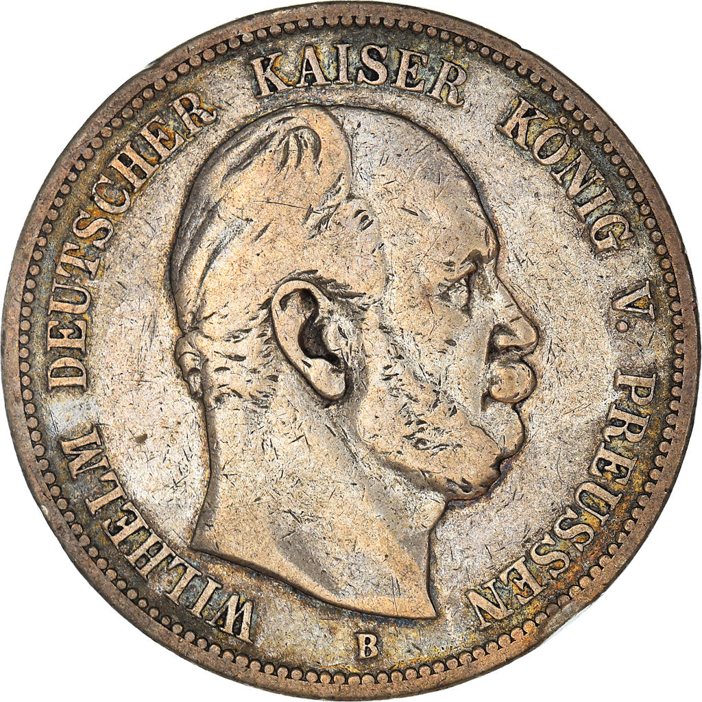 Moneda, Estados alemanes, PRUSSIA, Wilhelm I, 5 Mark, 1876, Breslau, BC+, Plata