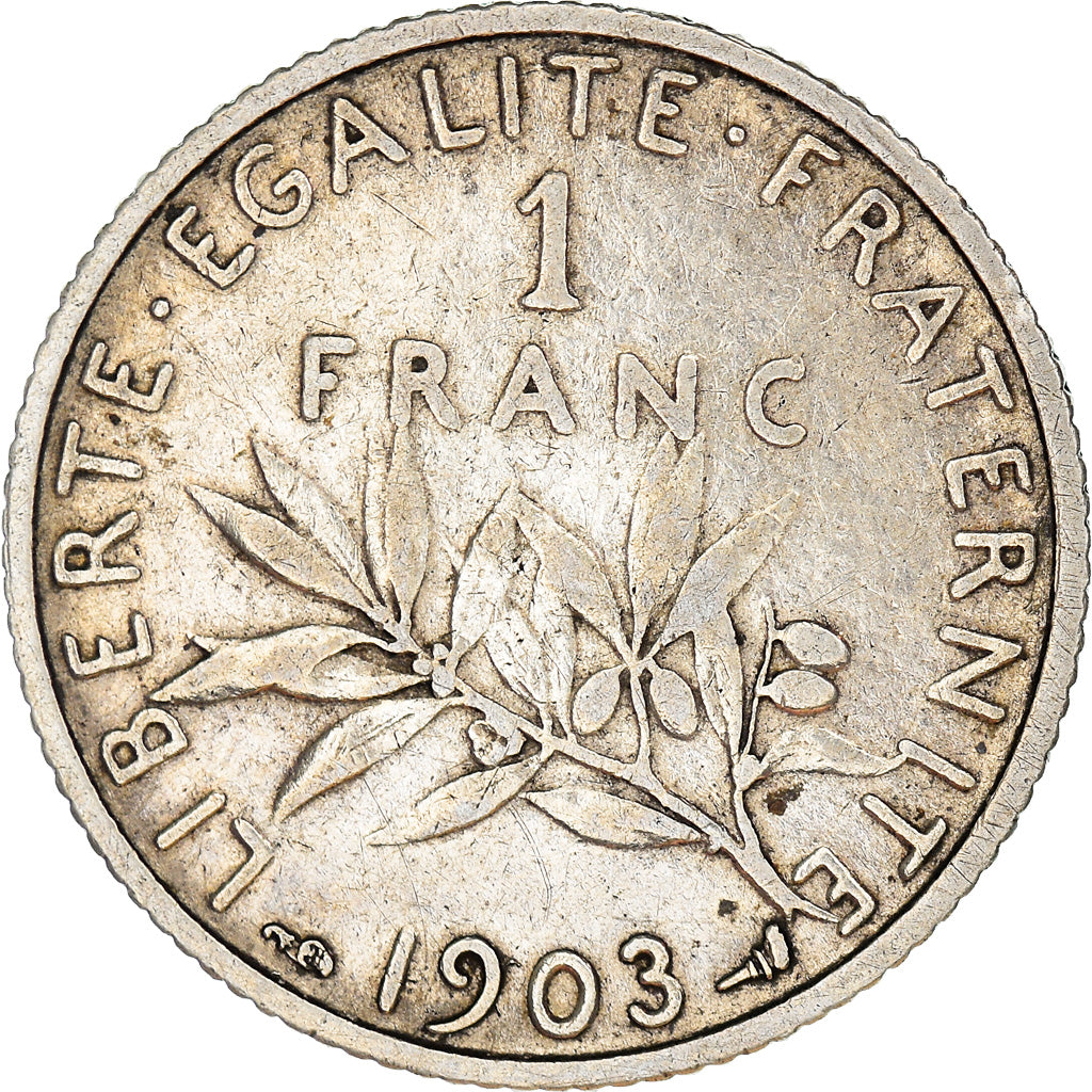 Coin, France, Semeuse, Franc, 1903, Paris, VF(20-25), Silver, KM:844.1