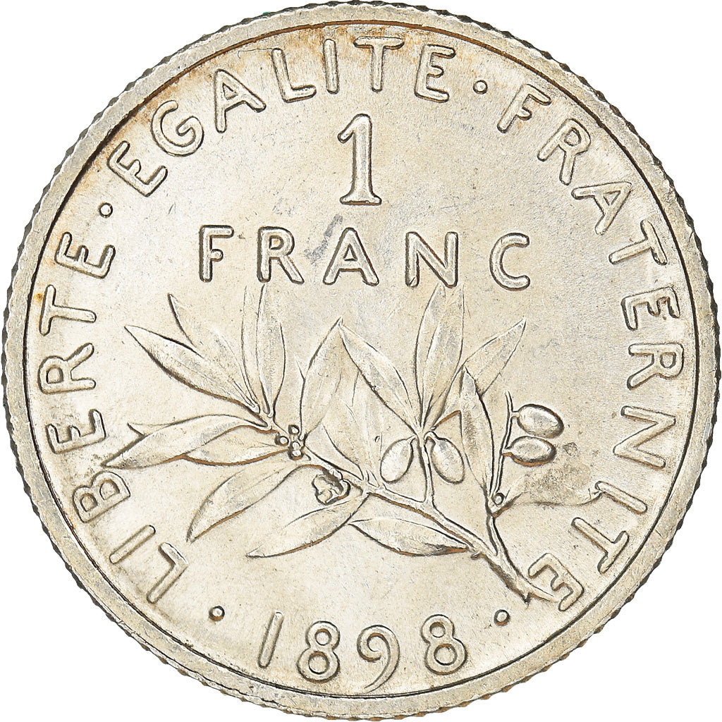 Moneta, Francja, Semeuse, Franc, 1898, Paris, MS(63), Srebro, KM:844.1