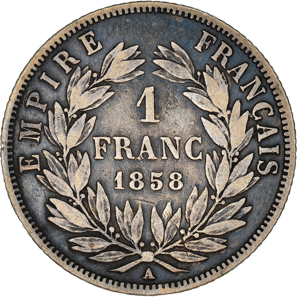 Coin, France, Napoleon III, Napoléon III, Franc, 1858, Paris, VF(20-25)