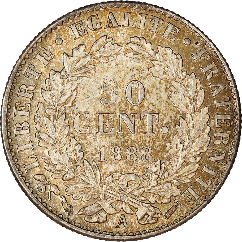 Münze, Frankreich, Cérès, 50 Centimes, 1888, Paris, UNZ, Silber, KM:834.1
