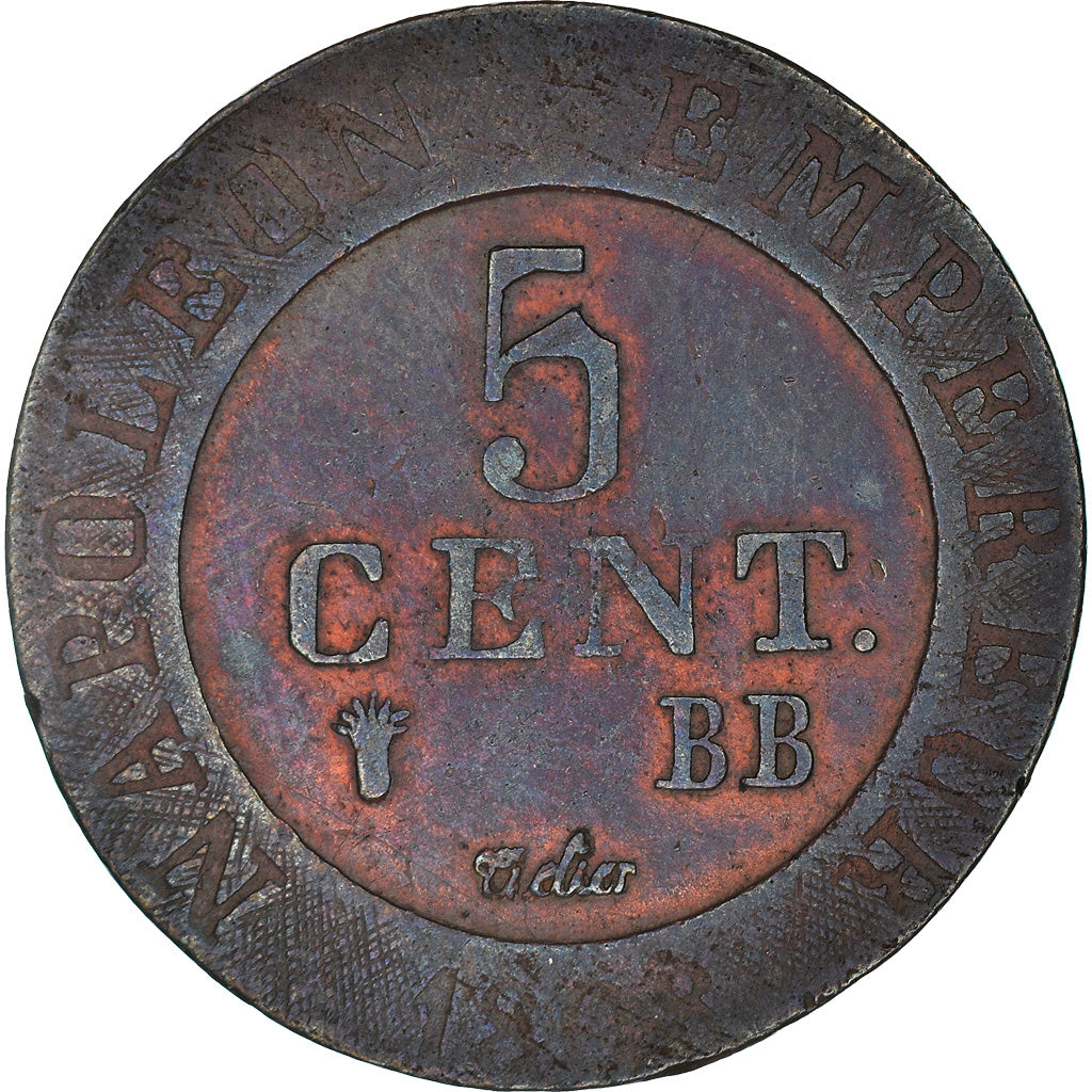 Coin, France, Napoléon I, 5 Centimes, 1808, Strasbourg, VF(30-35), Copper