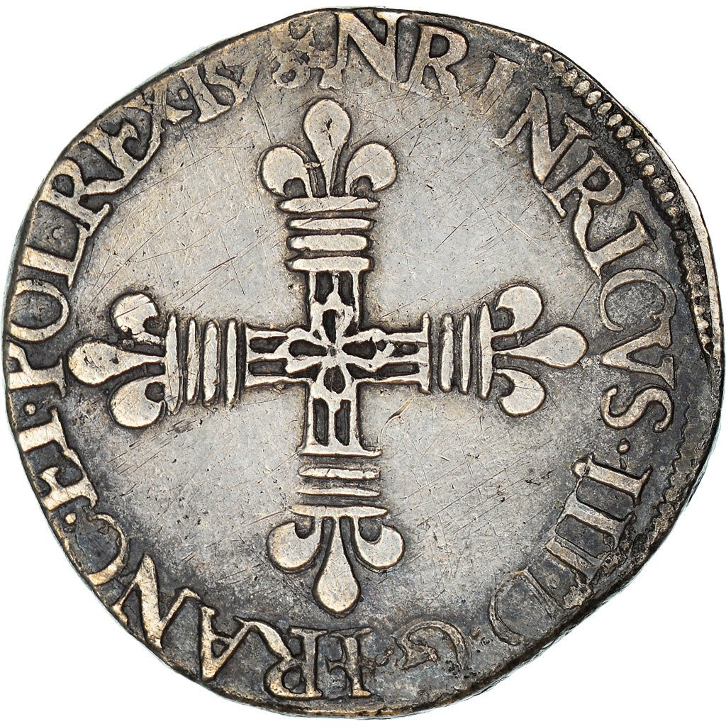 Moneta, Francja, Henri III, 1/4 Ecu, 1578, Nantes, Tréflée, EF(40-45), Srebro